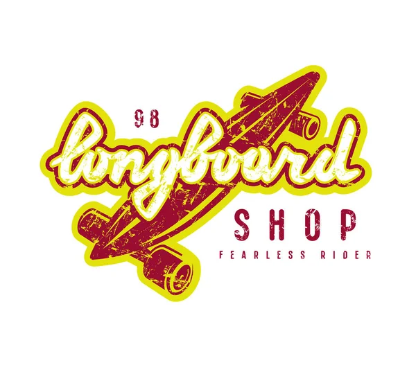 Emblema con scritte per longboard shop — Vettoriale Stock