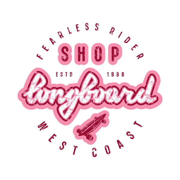 Emblema con letras para tienda de longboard — Vector de stock