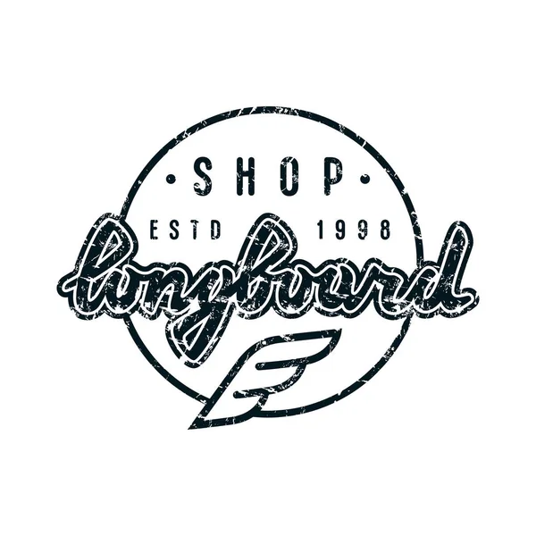 Emblema redondo con letras para tienda de longboard — Archivo Imágenes Vectoriales