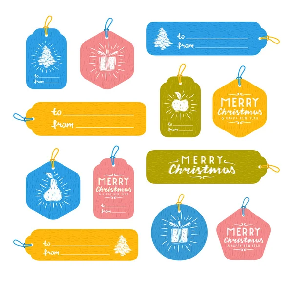 Set of merry christmas gift tags — Stock Vector