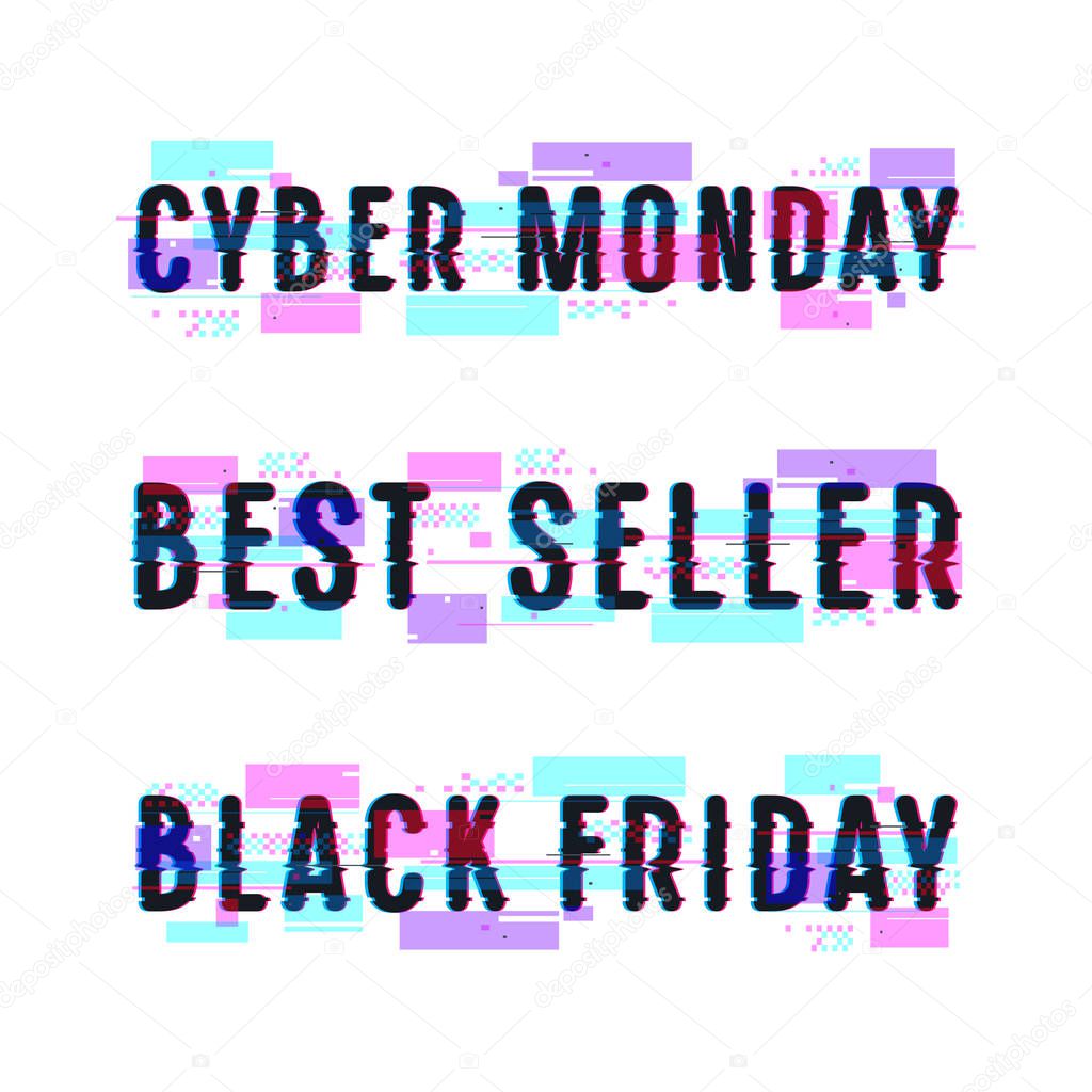 Set of banners for black friday, cyber monday, best seller
