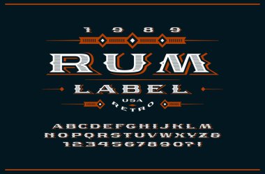 Retro tarzı süslü serif genişletilmiş yazı tipi