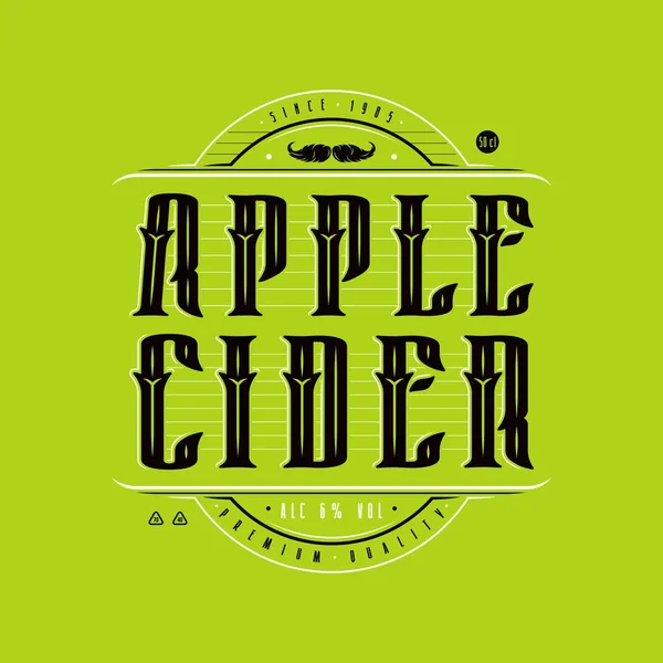 Logo de sidra de manzana en estilo vintage — Vector de stock