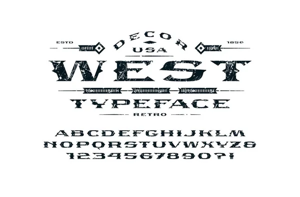 Rozšířené písmo Serif v retro stylu — Stockový vektor