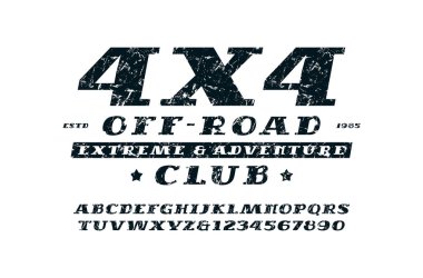 İtalik serif yazı tipi ve off-road kulübü amblemi