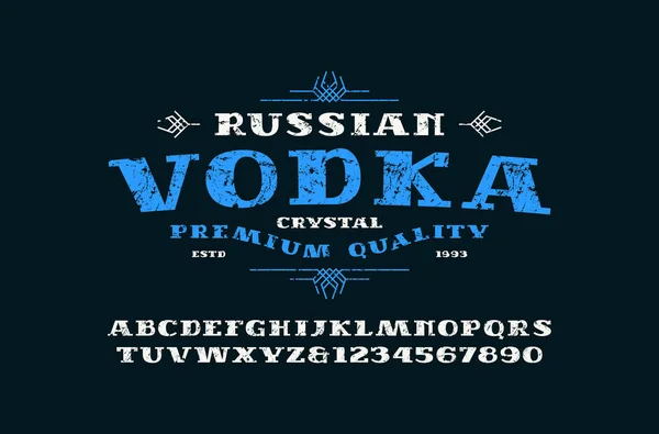 Serif yazı tipi ve votka etiket — Stok Vektör