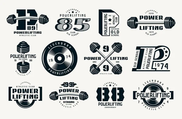 Powerlifting emblems and badges — Stock Vector