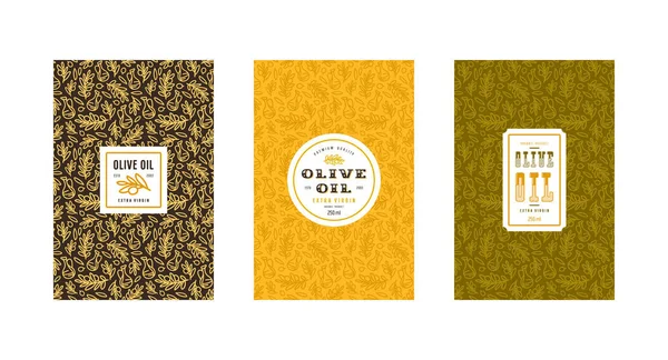 橄榄油的标签、标识和无缝图案集 — 图库矢量图片
