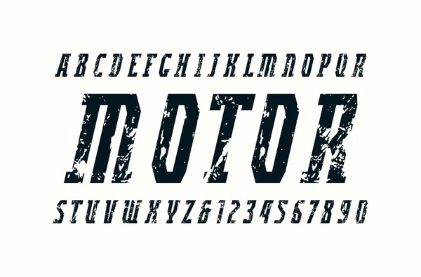 Cursief smalle slab serif-lettertype in militaire stijl — Stockvector