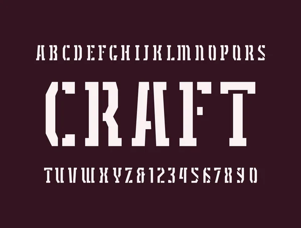 Schmale Schablonenteller-Serifenschrift im militärischen Stil — Stockvektor