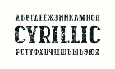 Kiril levha serif yazı tipinde retro tarzı