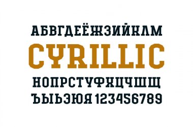 Spor tarzda Kiril levha serif yazı tipi