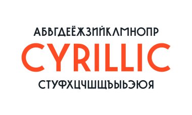 Az ve öz sans serif yazı tipi. Kiril alfabesi