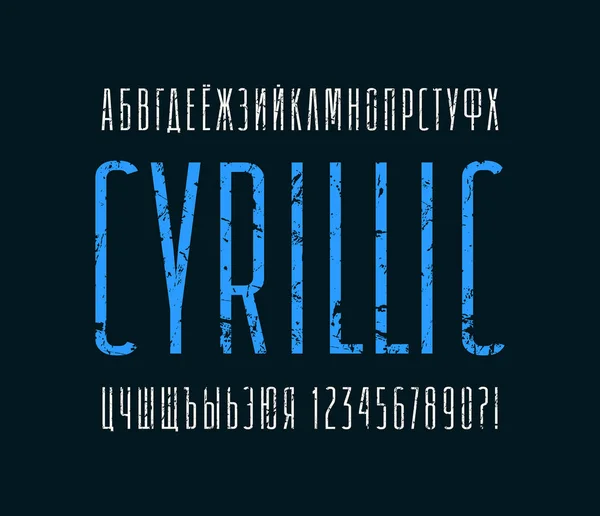 Úzký bezpatkové písmo. Cyrilici — Stockový vektor