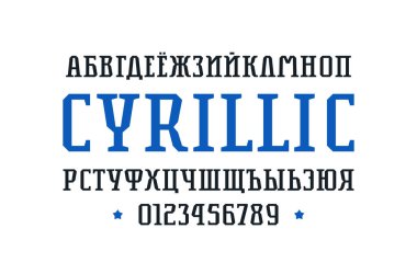 Spor tarzda Kiril serif yazı tipi