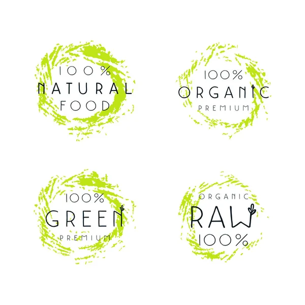 Natural organic food labels design — Stock Vector