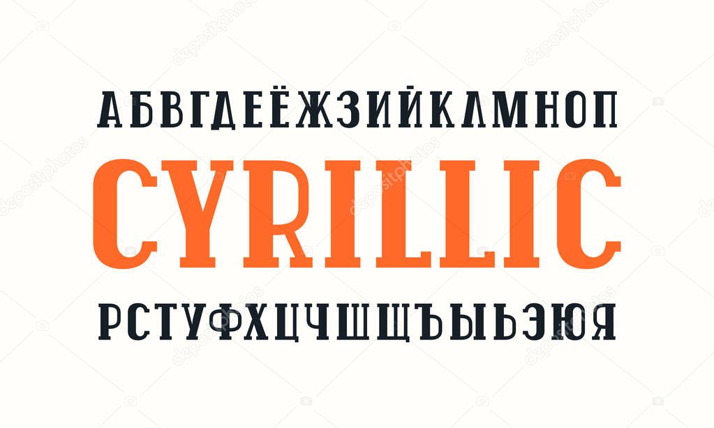 Cyrillic slab serif font in retro style