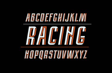 Çizgiler birbirinin içine girme ile dekoratif italik sans serif yazı tipi