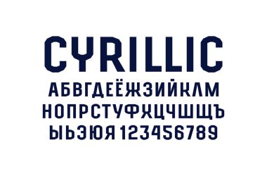 Spor tarzda Kiril sans serif yazı tipi