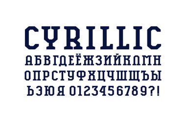 Spor tarzda Kiril serif yazı tipi