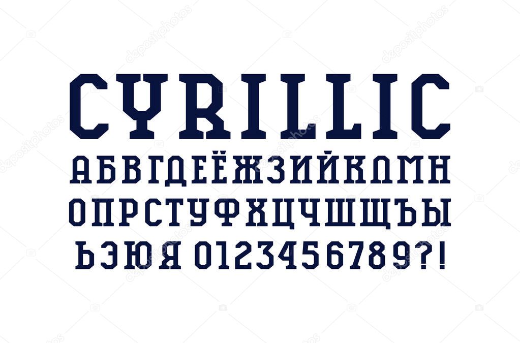Cyrillic serif font in the sport style