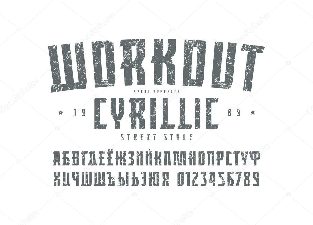 Cyrillic serif font in the sport style