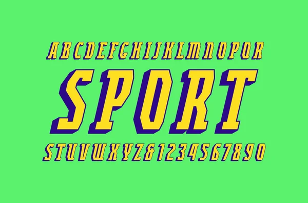 Πλάγια στενό serif γραμματοσειρά χύμα αθλητικό στυλ — Διανυσματικό Αρχείο