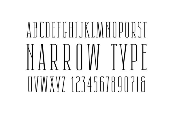 Narrow serif font. Thin line typeface — Stock Vector