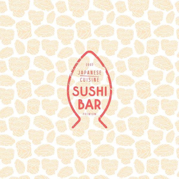 Patrón y emblema sin costuras para barra de sushi — Archivo Imágenes Vectoriales