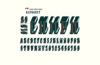 Spor tarzda dekoratif levha serif toplu yazı tipi