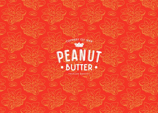 シームレスなパターンとピーナッツ バターのラベル — ストックベクタ