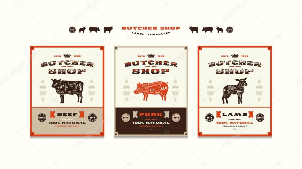 Set of templates label for butcher shop