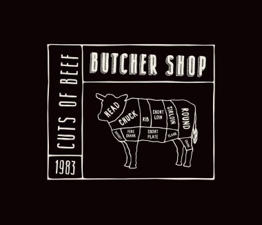 Hisse senedi vektör sığır kesim diyagramı el yapımı grafik tarzı