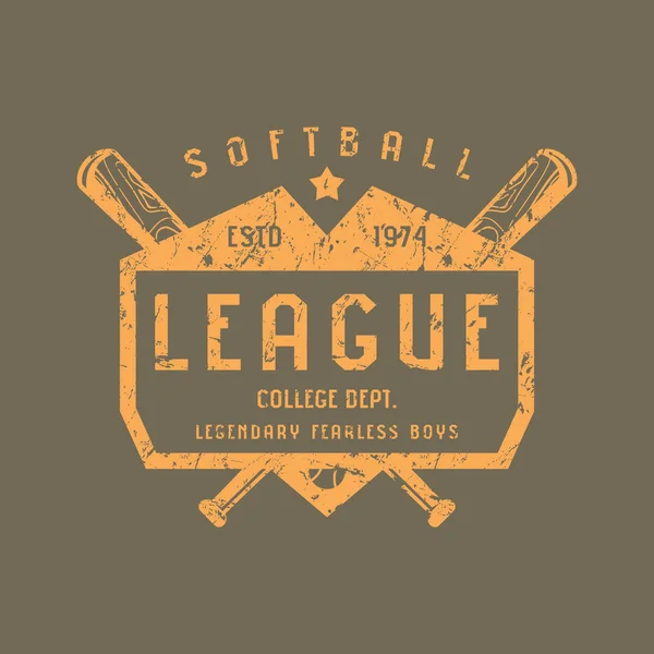 Emblema del equipo de softbol — Archivo Imágenes Vectoriales