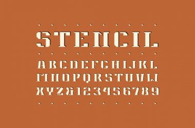 Dekoratif kare kalıp-plaka serif yazı tipi