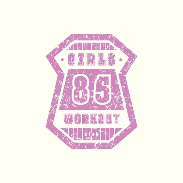 Embleem van meisjes workout club — Stockvector