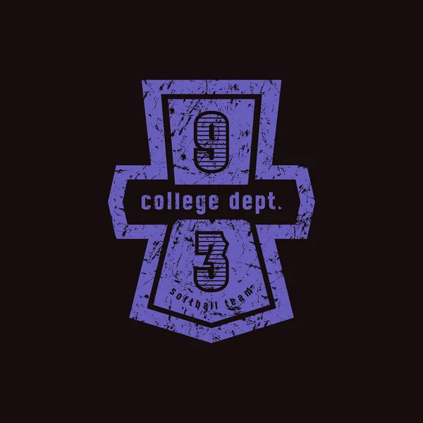 Emblem av college innebandylag — Stock vektor