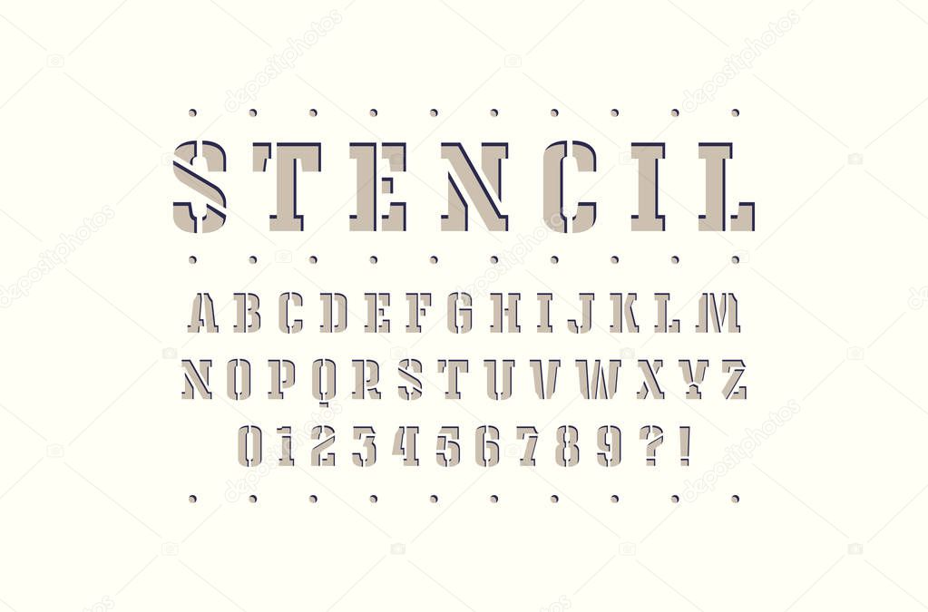 Decorative stencil-plate slab serif font