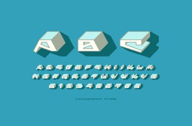 Dekoratif sans serif toplu yazı tipi fütüristik tarzı