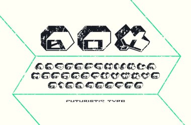 Dekoratif sans serif toplu yazı tipi fütüristik tarzı