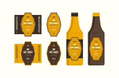 Soya sosu için şablonlar etiket kümesi