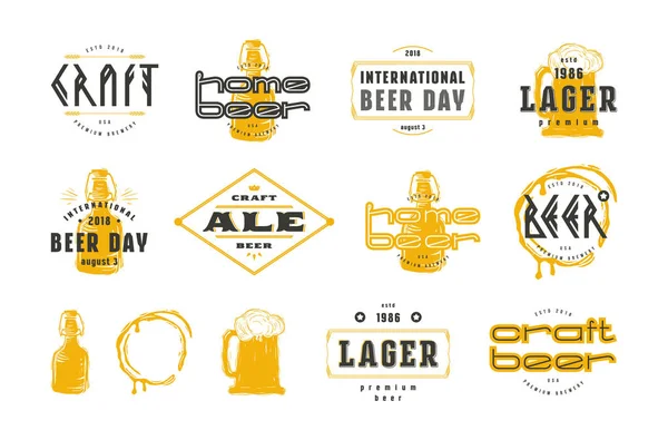 Sada craft beer označení a logo — Stockový vektor