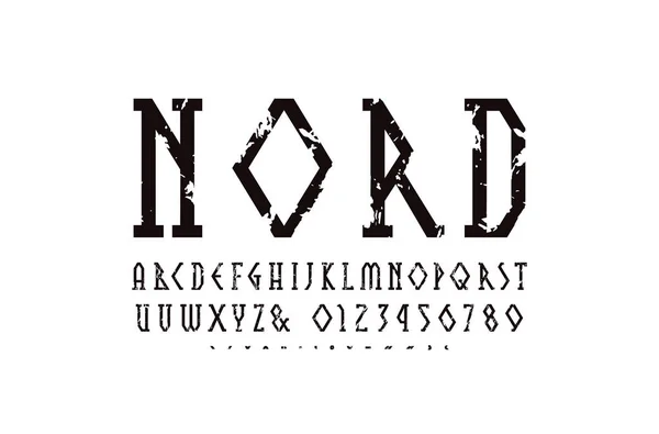 Декоративний геометричний шрифт з вузькою плиткою — стоковий вектор