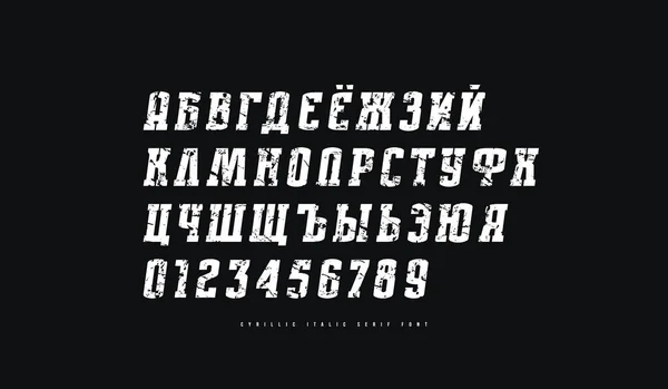 Fonte Cyrillic italic narrow serif —  Vetores de Stock