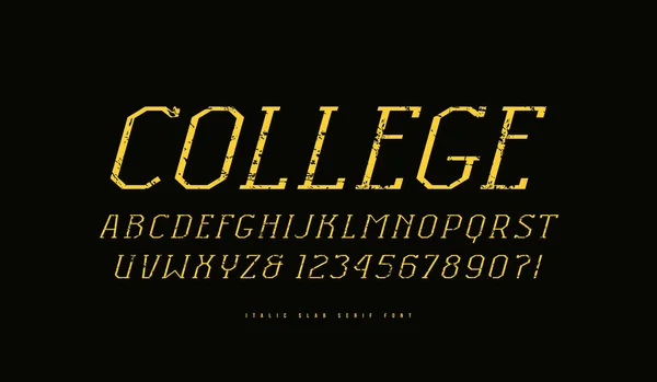 Fonte italique serif dalle dans le style sport — Image vectorielle