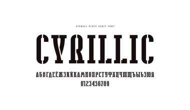 Kiril levhası dar serif yazı tipi