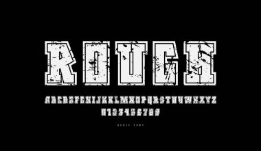 Konturlu dekoratif geometrik serif yazı tipi