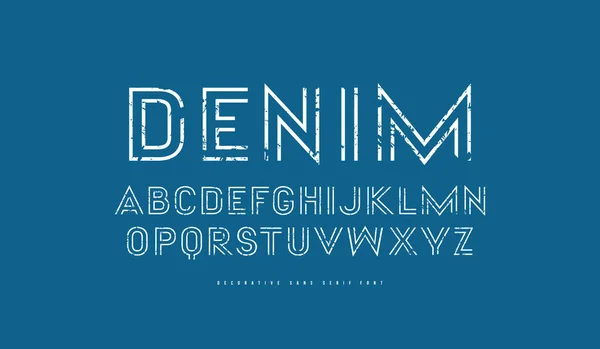 스포츠 스타일에서는 Sans Serif 글꼴을 장식용 줄무늬 글자에 로고와 엠블렘 — 스톡 벡터