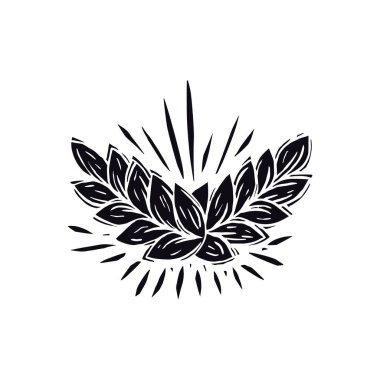 Kulak kesimi tarzında buğday illüstrasyonu. Beyaz arkaplanda siyah baskı