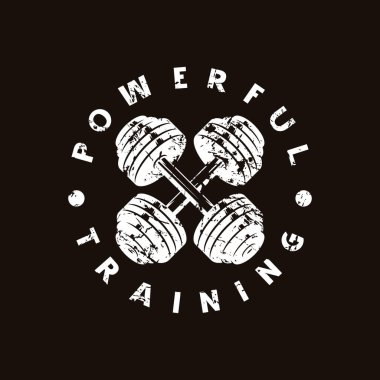 Jimnastik kulübü amblemi. Tişört için grafiksel tasarım. Siyah arkaplanda beyaz baskı